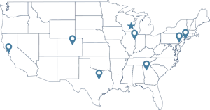 Map of our locations across the American map