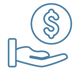 Icon of a hand holding a dollar sign