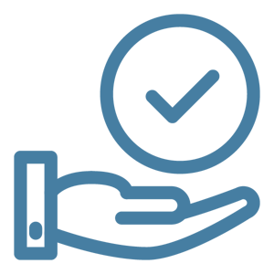 Icon of a hand holding a check mark