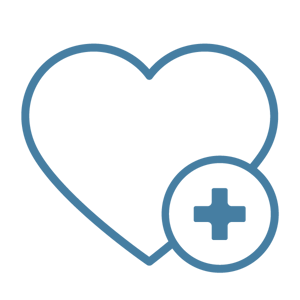 Icon of a heart with a plus